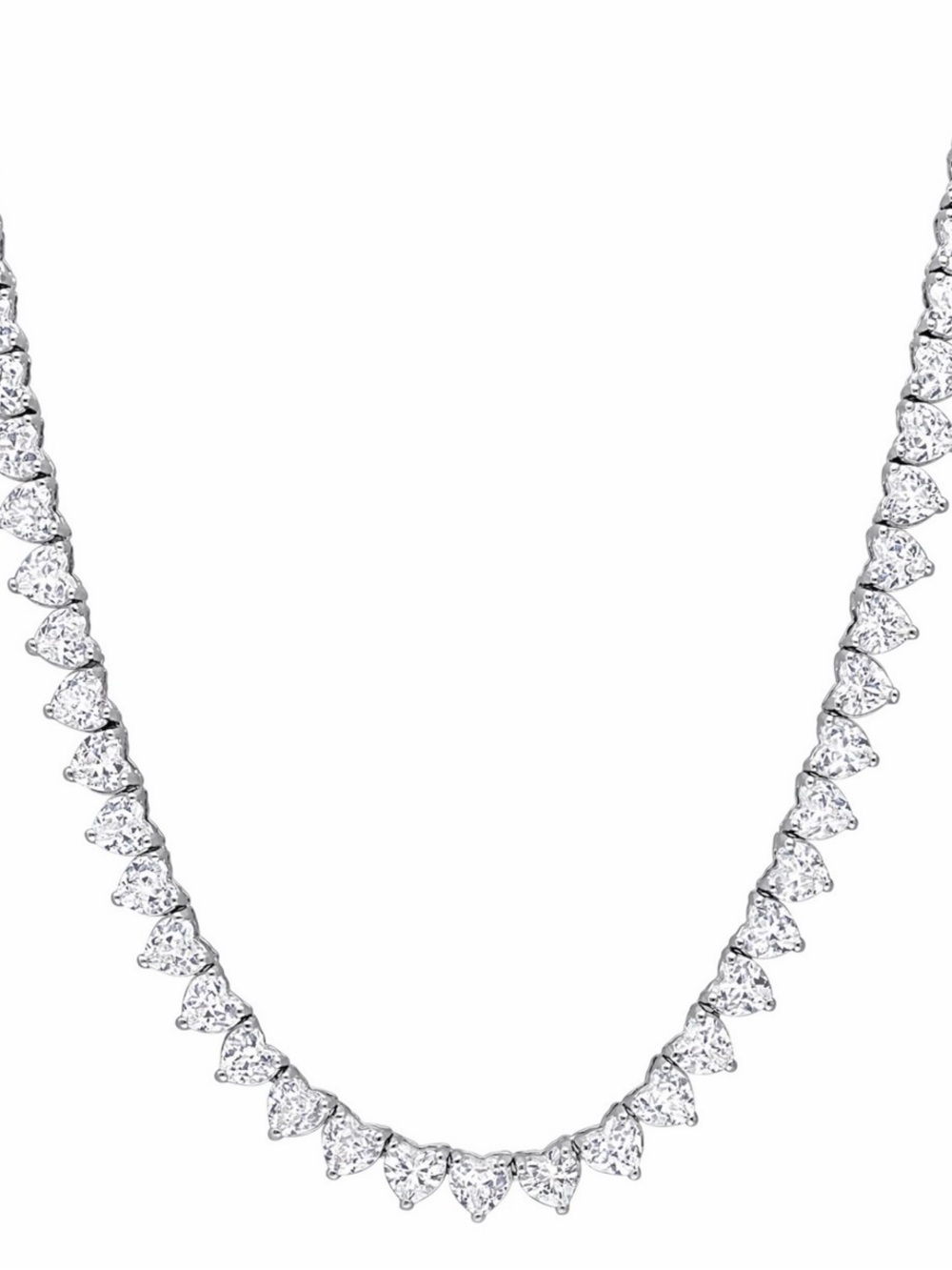 Stella Rose London Heart-Cut Cubic Zirconia Tennis Necklace - Silver, 16 “